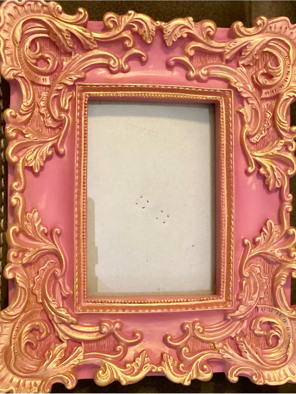 French Style Ornate Pink and Gold Decorative Picture Frame - Home Accents 4”X6”